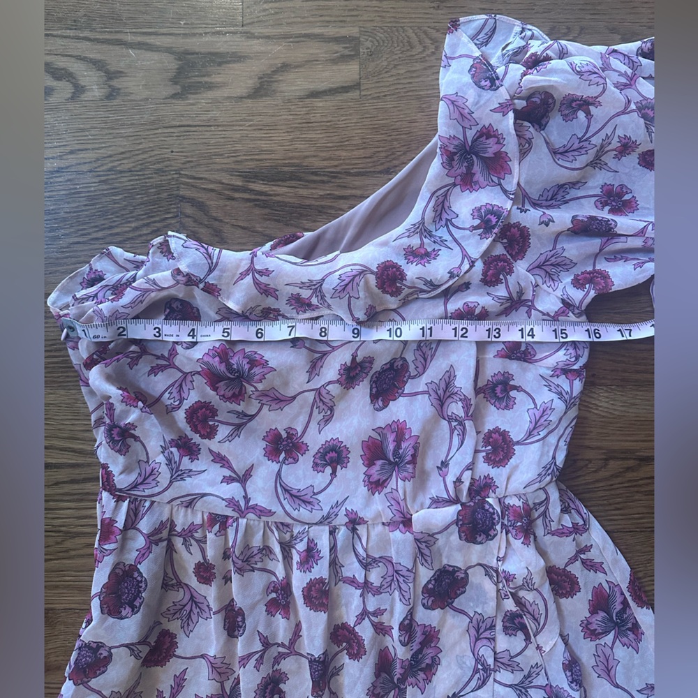 NWT For Love And Lemons Pink Floral One-Shoulder Midi Dress - Picture 9 of 12